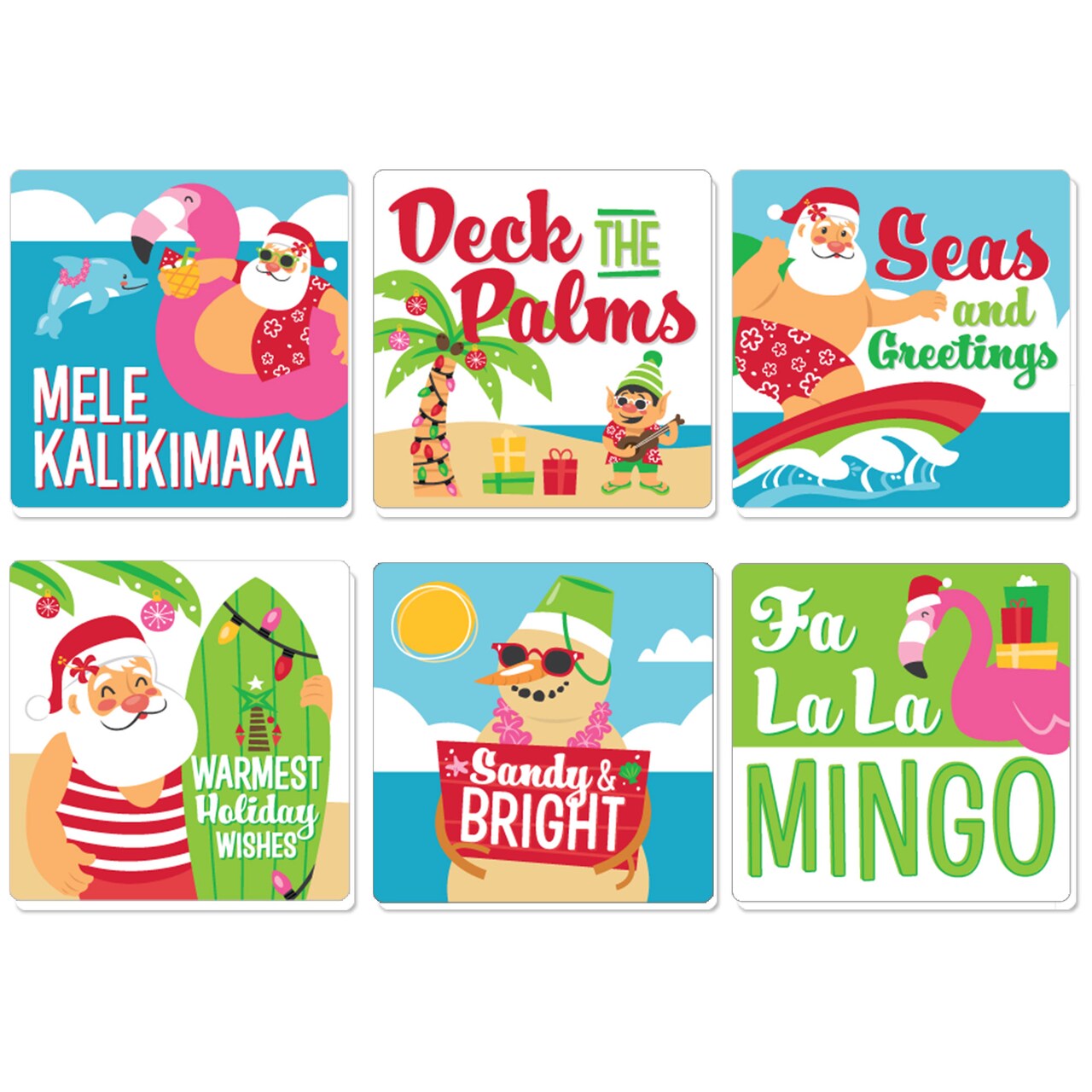 Big Dot of Happiness Tropical Christmas - Funny Beach Santa Holiday Party Decorations - Drink Coasters - Set of 6